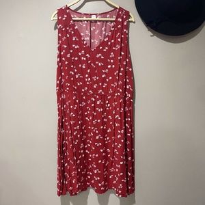 Red & White V-Neck Dress